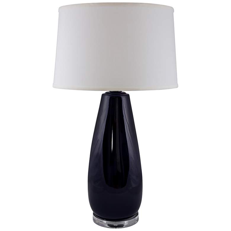 Image 1 RiverCeramic Tear Drop Gloss Navy Table Lamp