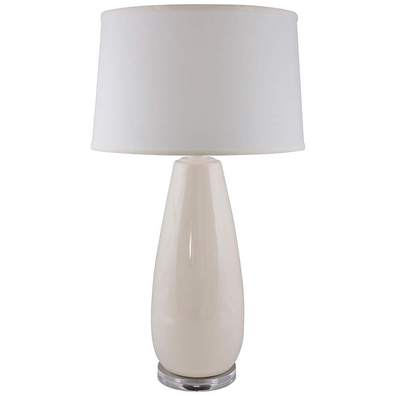 Image 1 RiverCeramic Tear Drop Gloss White Table Lamp