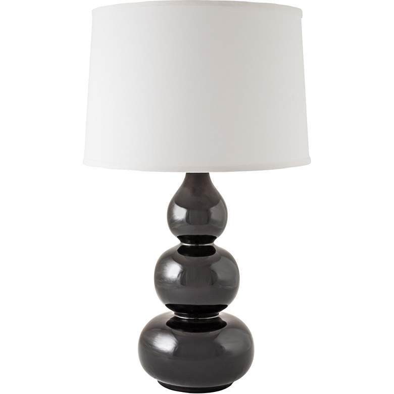 Image 1 RiverCeramic Triple Gourd 28 1/2" Gloss Black Ceramic Table Lamp