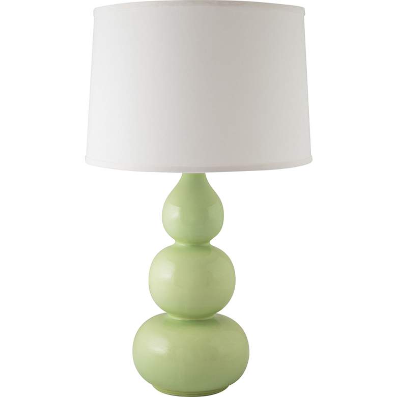 Image 1 RiverCeramic Triple Gourd 28 1/2 inch Gloss Crisp Green Ceramic Table Lamp