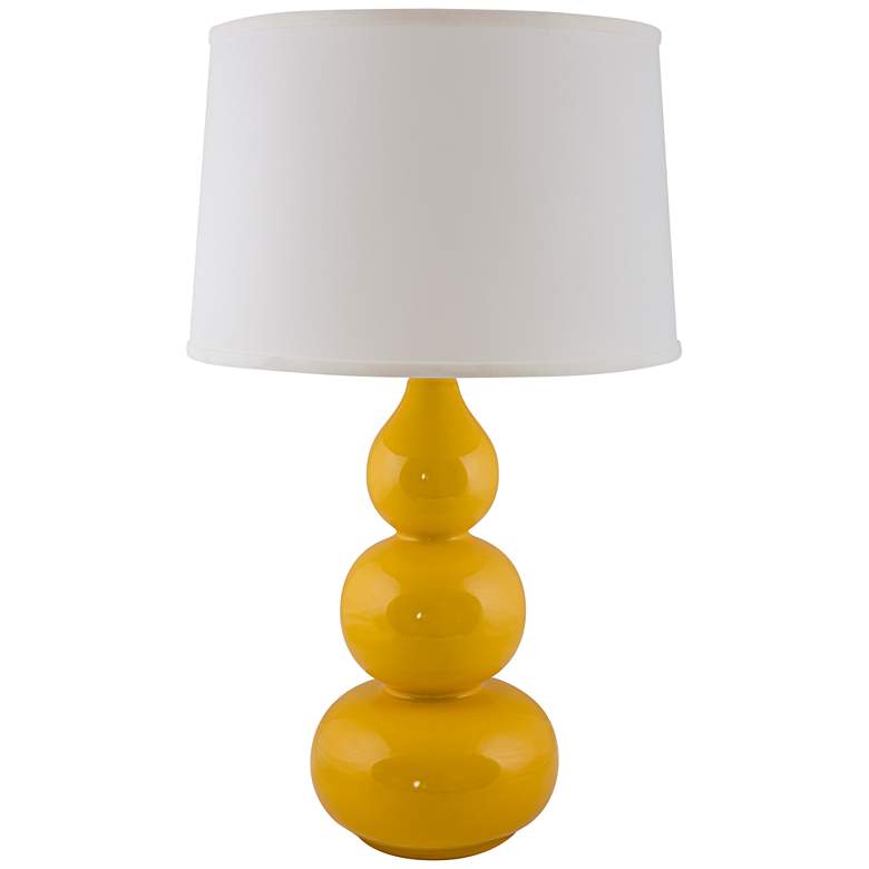 Image 1 RiverCeramic Triple Gourd 28 1/2" Gloss Curry Yellow Table Lamp