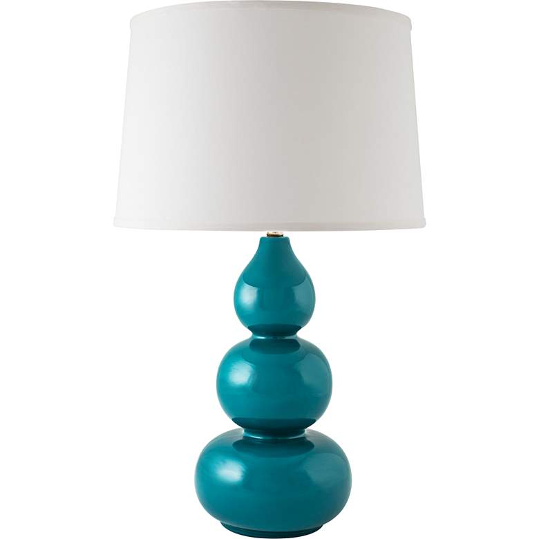Image 1 RiverCeramic Triple Gourd 28 1/2" Gloss Ocean Blue Table Lamp
