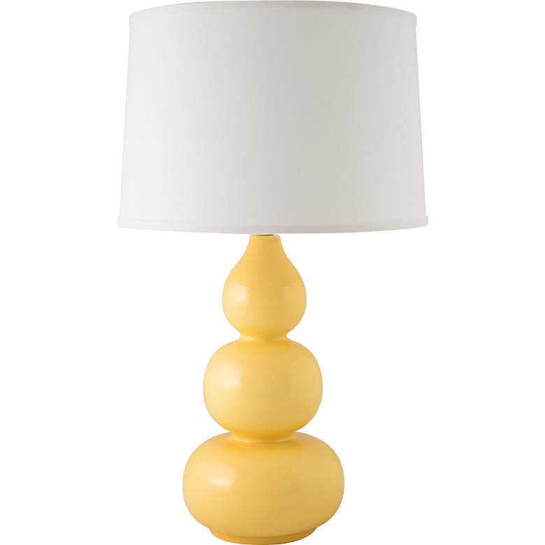 Image 1 RiverCeramic Triple Gourd 28 1/2" Gloss Straw Yellow Ceramic Lamp