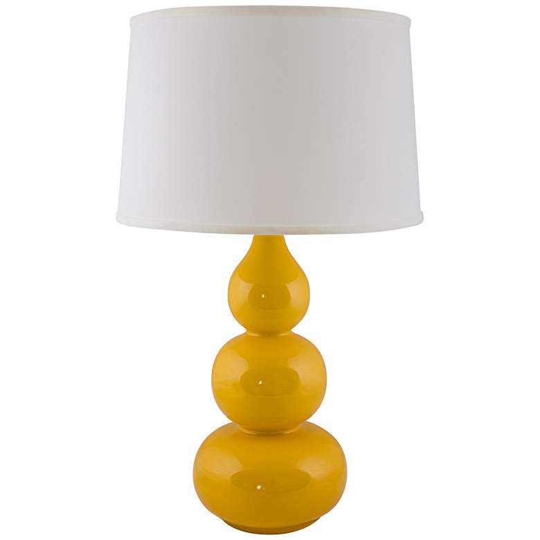 Image 1 RiverCeramic&#174; Triple Gourd Gloss Curry Yellow Table Lamp