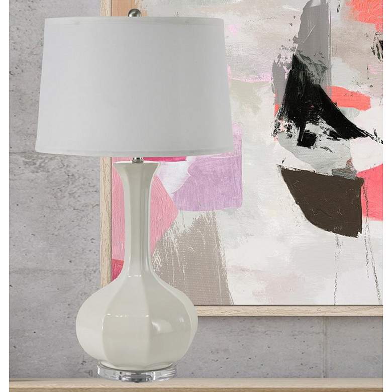 Image 1 RiverCeramic® Vibe White Glazed Vase Table Lamp