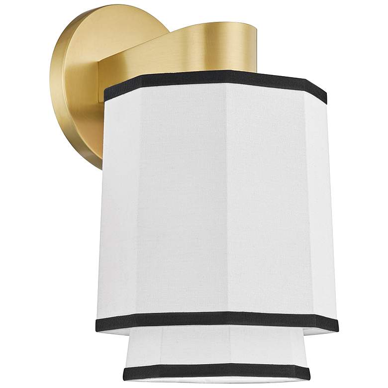 Image 1 Riverdale 10 1/2 inch High Aged Brass and White Wall Sconce