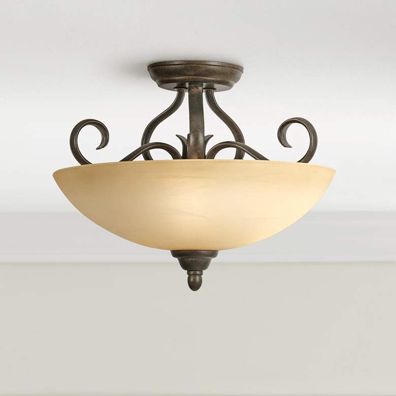 Image 1 Riverton 14 1/2 inch Wide Peppercorn Convertible Ceiling Light