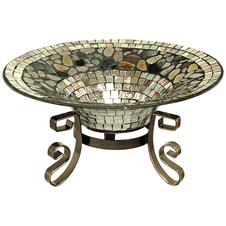 Image 1 Riverwalk Silver Decor Mosaic Multi-Color Art Glass Bowl