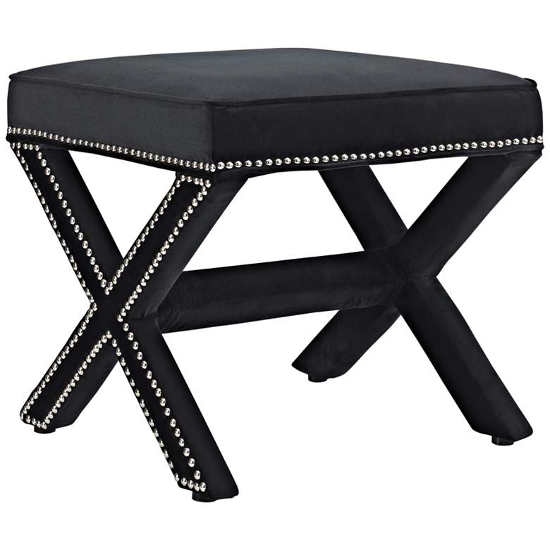 Image 1 Rivet Black Velvet Fabric Bench