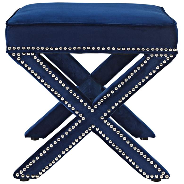 Image 3 Rivet Navy Velvet Fabric Bench more views