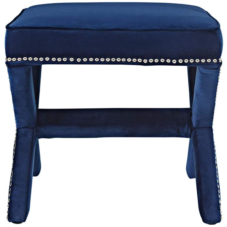 Image 4 Rivet Navy Velvet Fabric Bench more views