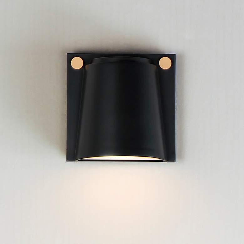 Image 1 Rivet VX Small LED Outdoor Sconce - Black/Antique Brass