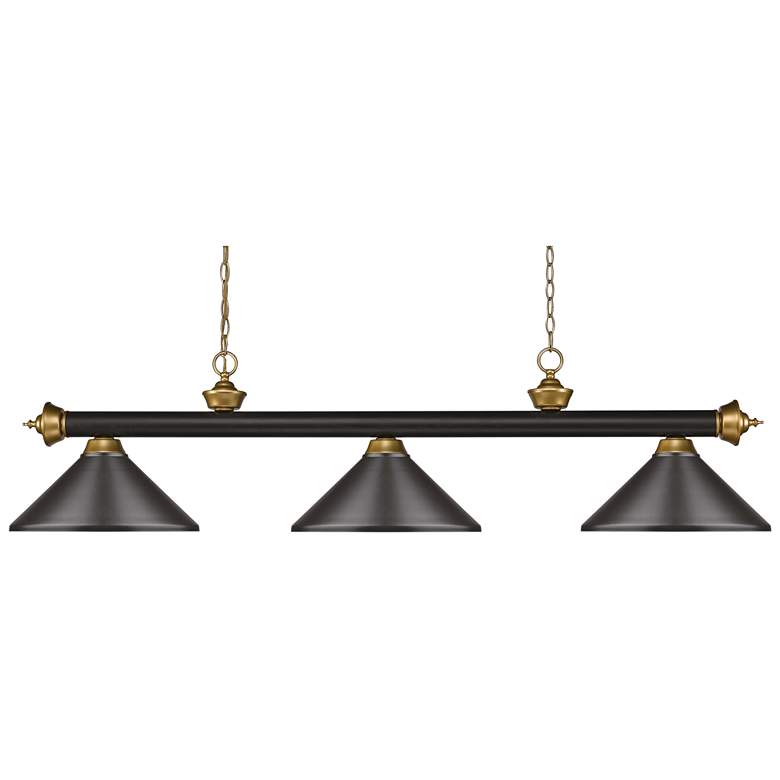 Image 1 Riviera 57"W Bronze and Satin Gold 3-Light Billiard Pendant