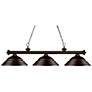 Riviera 59" Wide Bronze 3-Light Billiard Pendant
