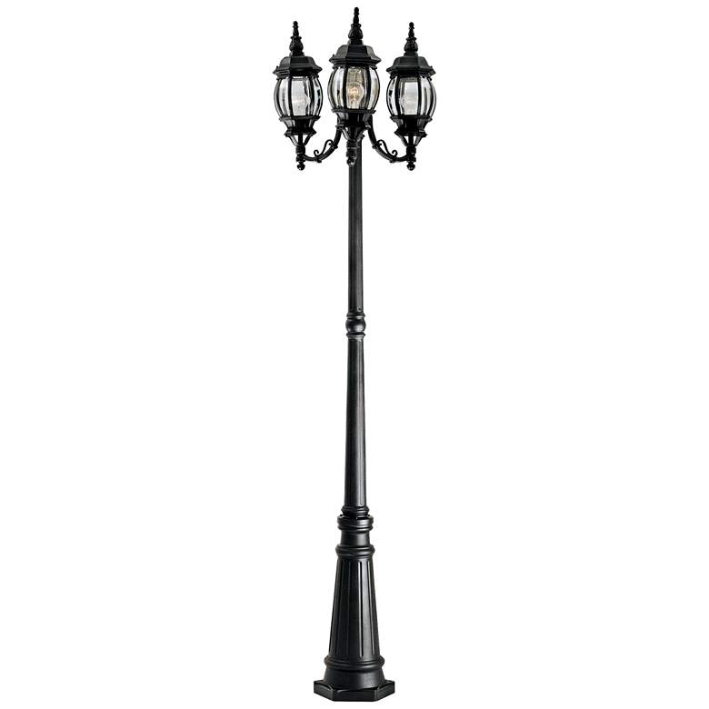 Image 2 Riviera 84 1/2 inch High 3-Lantern Black Outdoor Post Light