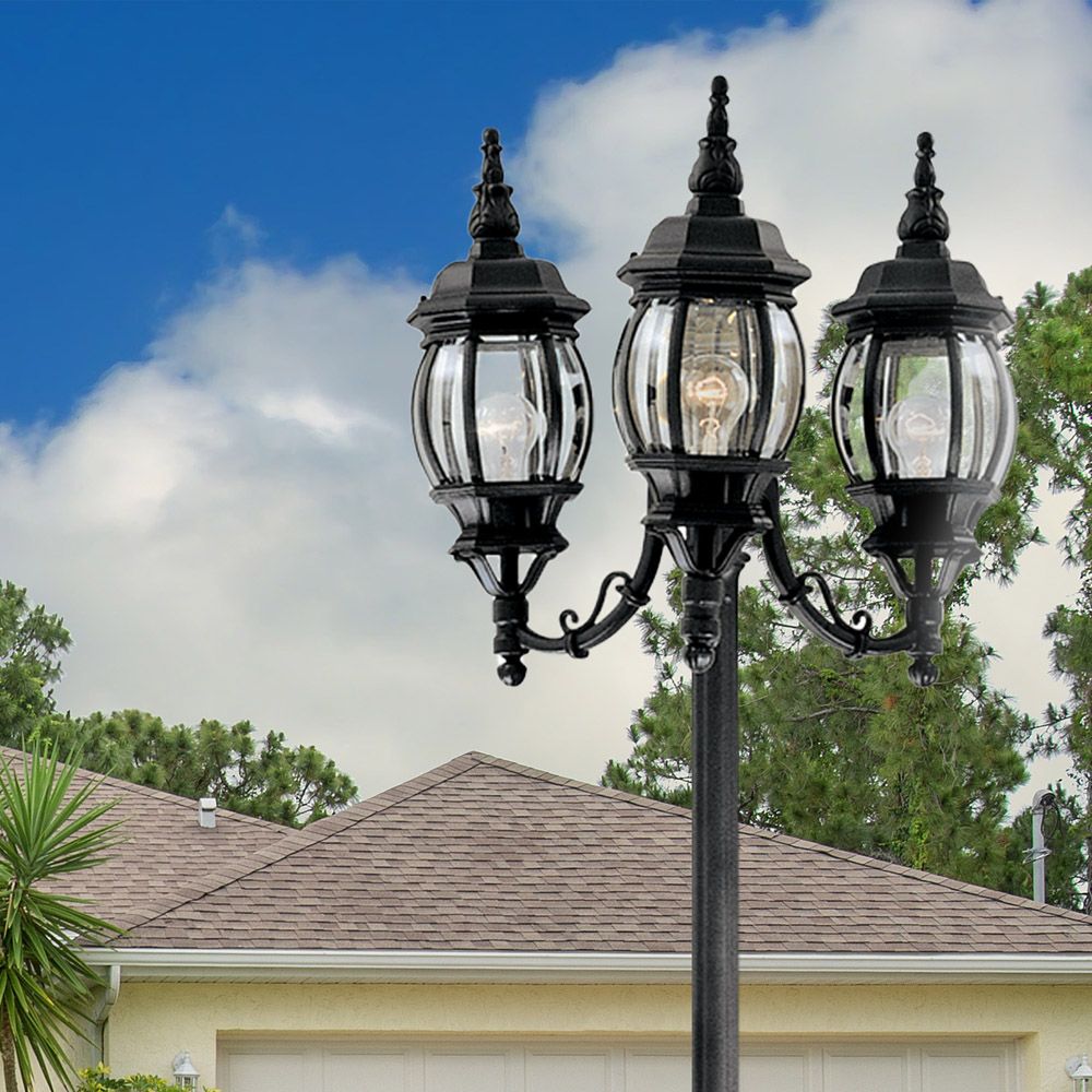 Image 4 Riviera 84 1/2" High 3-Lantern Black Outdoor Post Light more views