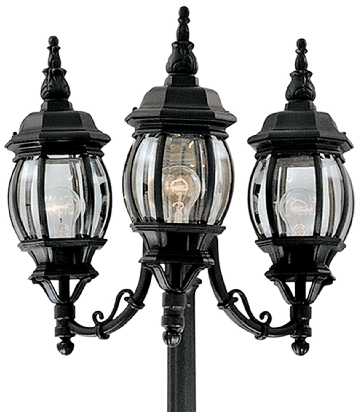 Riviera 84 1/2" High 3-Lantern Black Outdoor Post Light