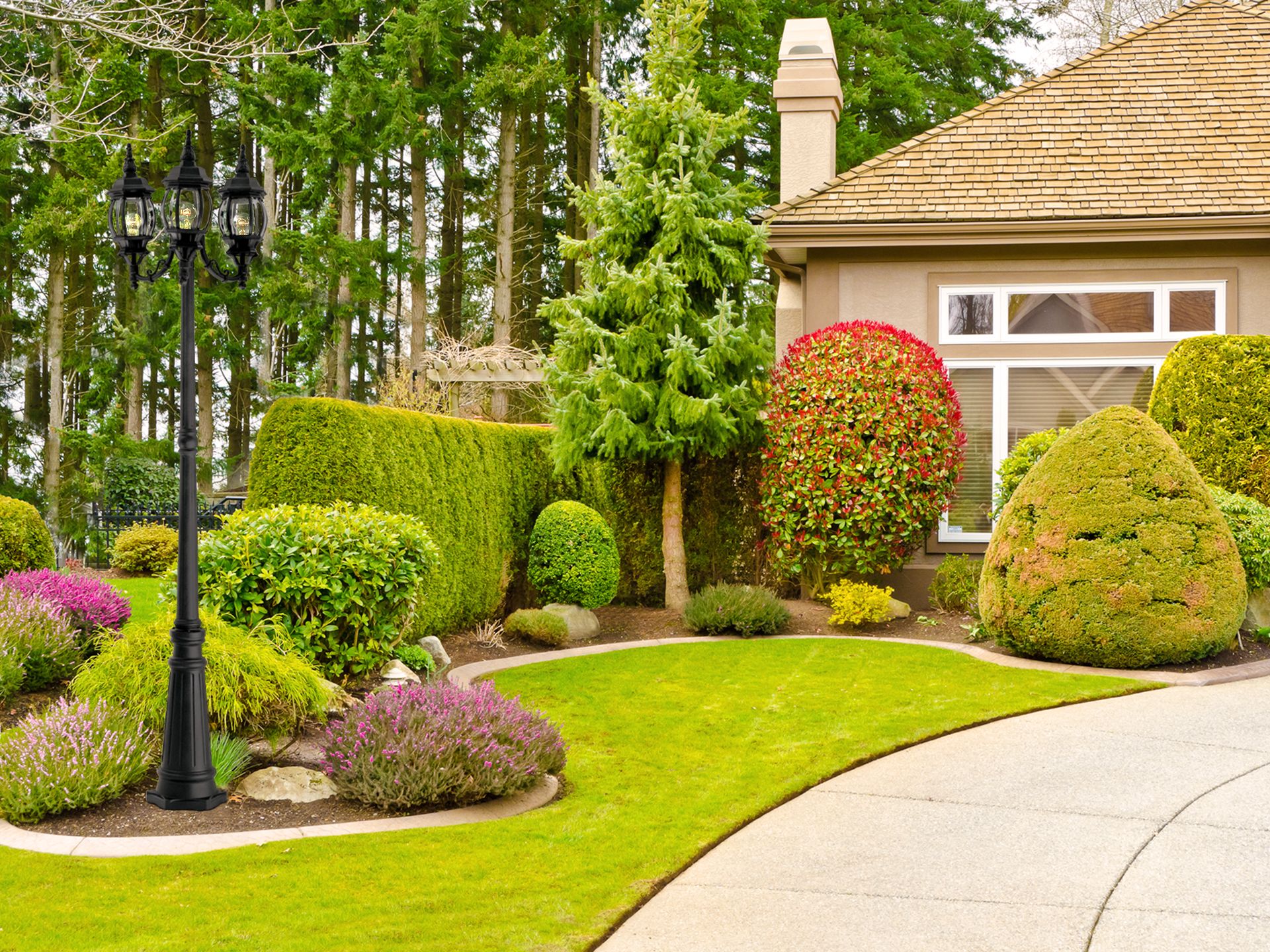 Riviera 84 1/2" High 3-Lantern Black Outdoor Post Light