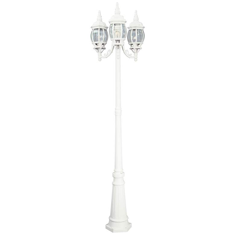 Image 2 Riviera 84 1/2 inch High 3-Lantern White Outdoor Post Light