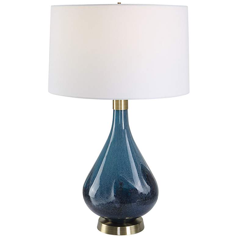 Image 2 Riviera Sapphire Dark Navy Blue Art Glass Vase Table Lamp