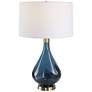 Riviera Sapphire Dark Navy Blue Art Glass Vase Table Lamp