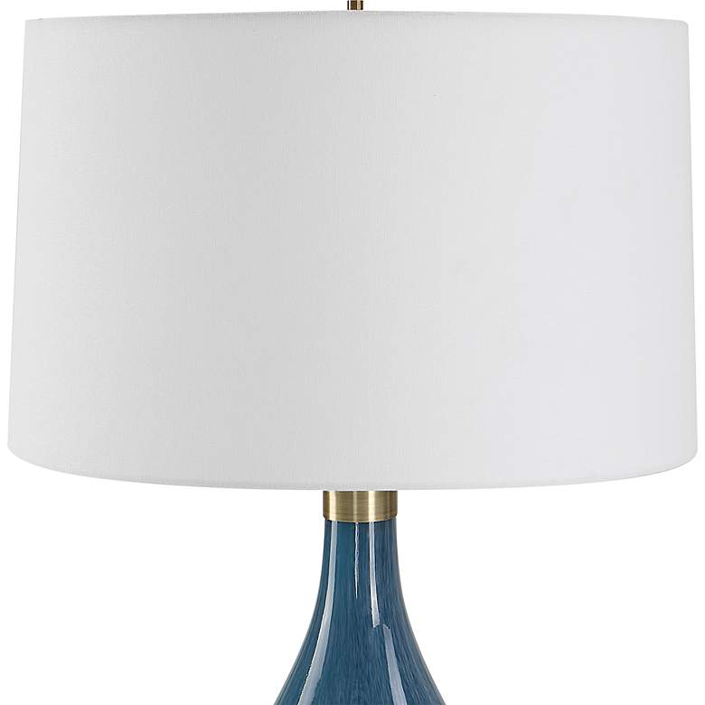 Image 4 Riviera Sapphire Dark Navy Blue Art Glass Vase Table Lamp more views
