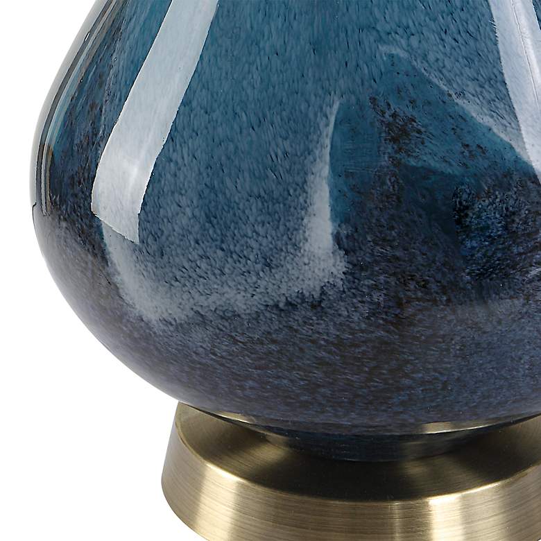 Image 5 Riviera Sapphire Dark Navy Blue Art Glass Vase Table Lamp more views