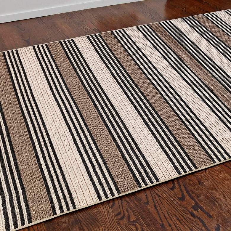 Image 1 Riviera Stripe 7640/12 4'10"x7'6" Tan Indoor-Outdoor Rug