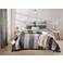 Riviera Taupe Gray Linen Stripes Queen Duvet Cover