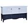 Riviera Washed White and Blue Three Door Sideboard with Gold Accents