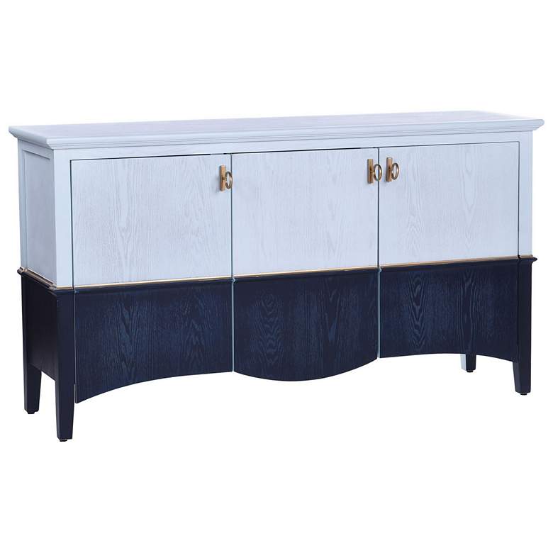 Image 1 Riviera Washed White and Blue Three Door Sideboard with Gold Accents