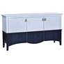 Riviera Washed White and Blue Three Door Sideboard with Gold Accents