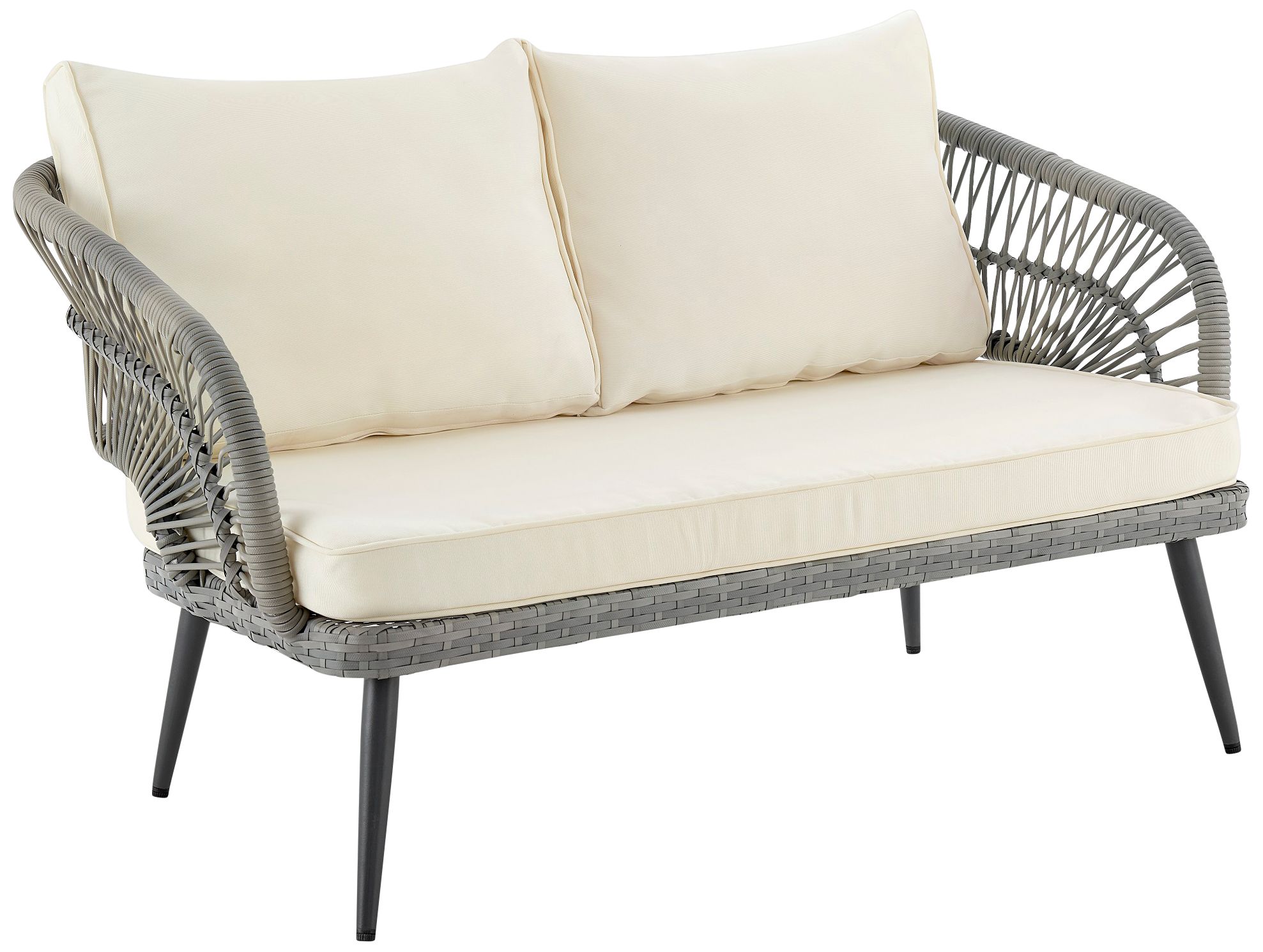 Riviera Wicker 4-Piece 4-Seat Patio Set with Cream Cushion in scene