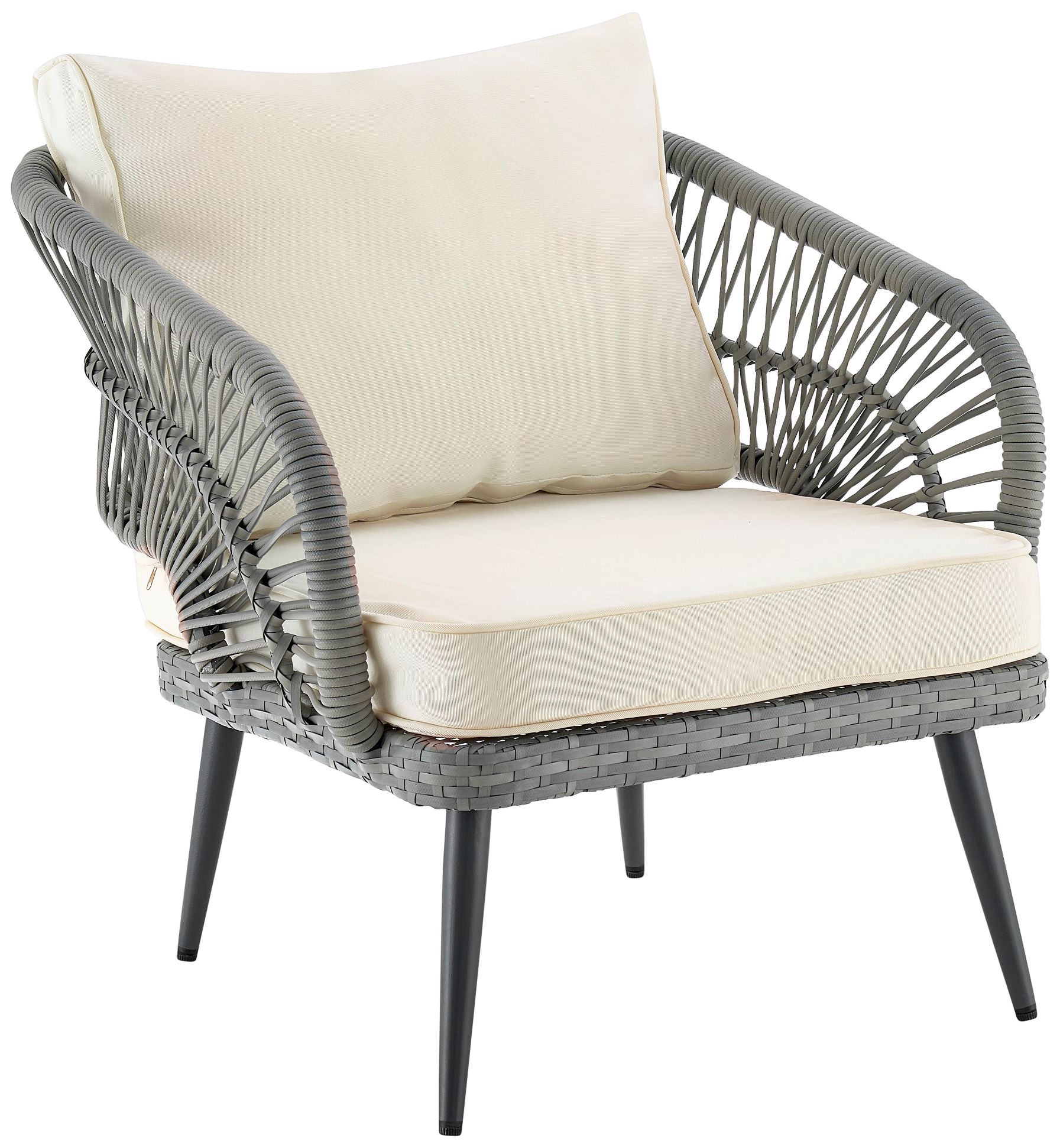 Riviera Wicker 4-Piece 4-Seat Patio Set with Cream Cushion in scene