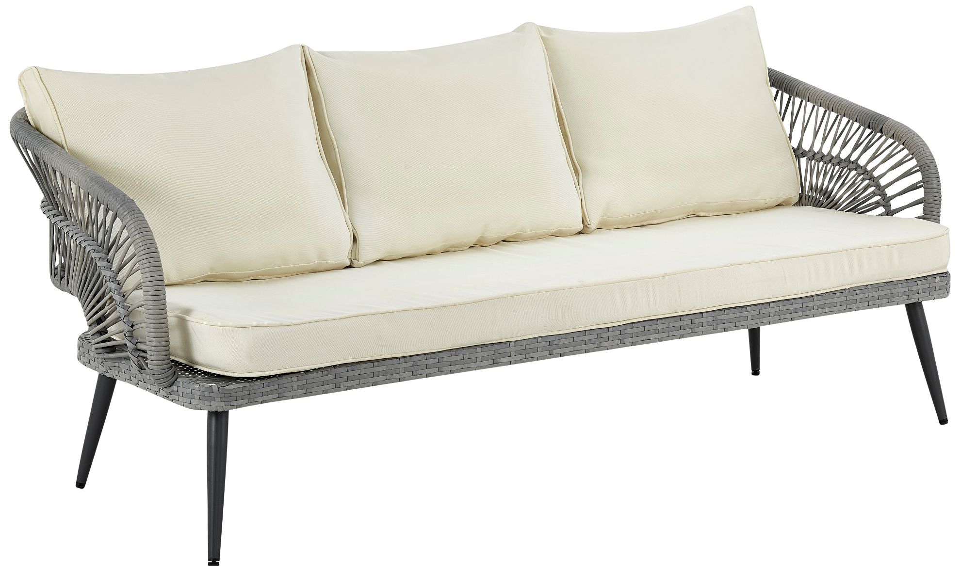 Riviera Wicker 4-Piece 5-Seat Patio Set with Cream Cushion in scene