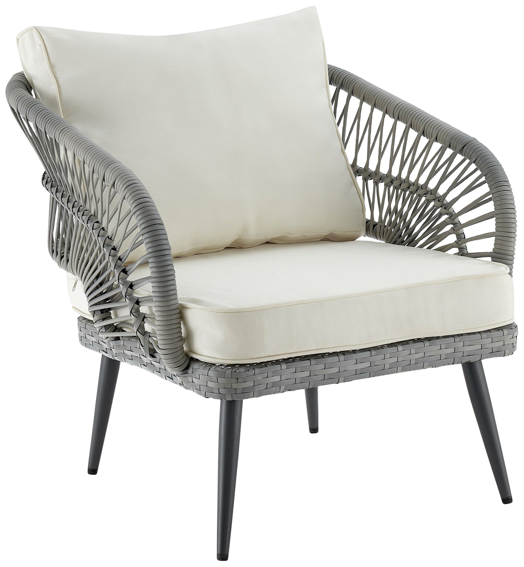 Riviera Wicker 4-Piece 5-Seat Patio Set with Cream Cushion in scene