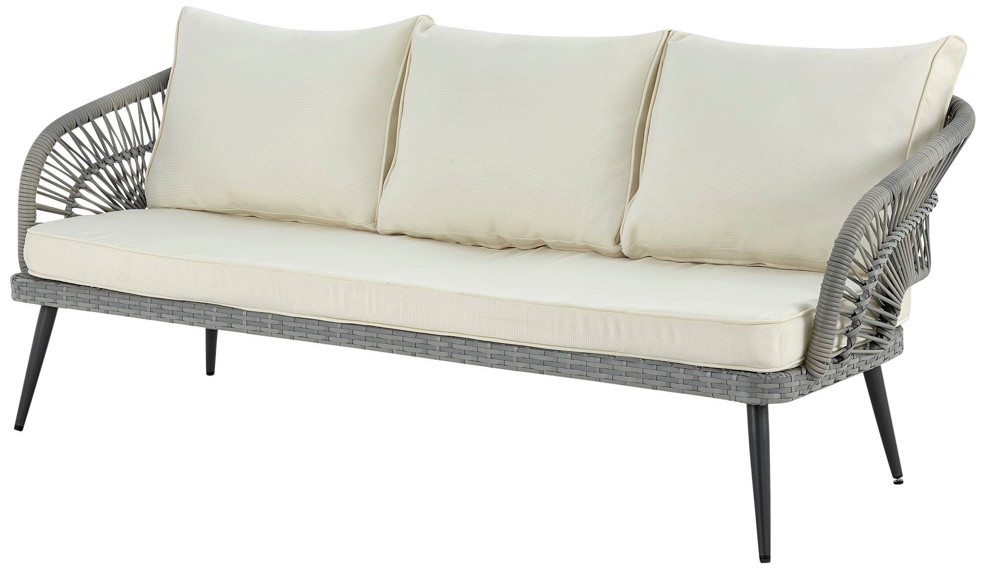 Riviera Wicker 4-Piece 5-Seat Patio Set with Cream Cushion in scene