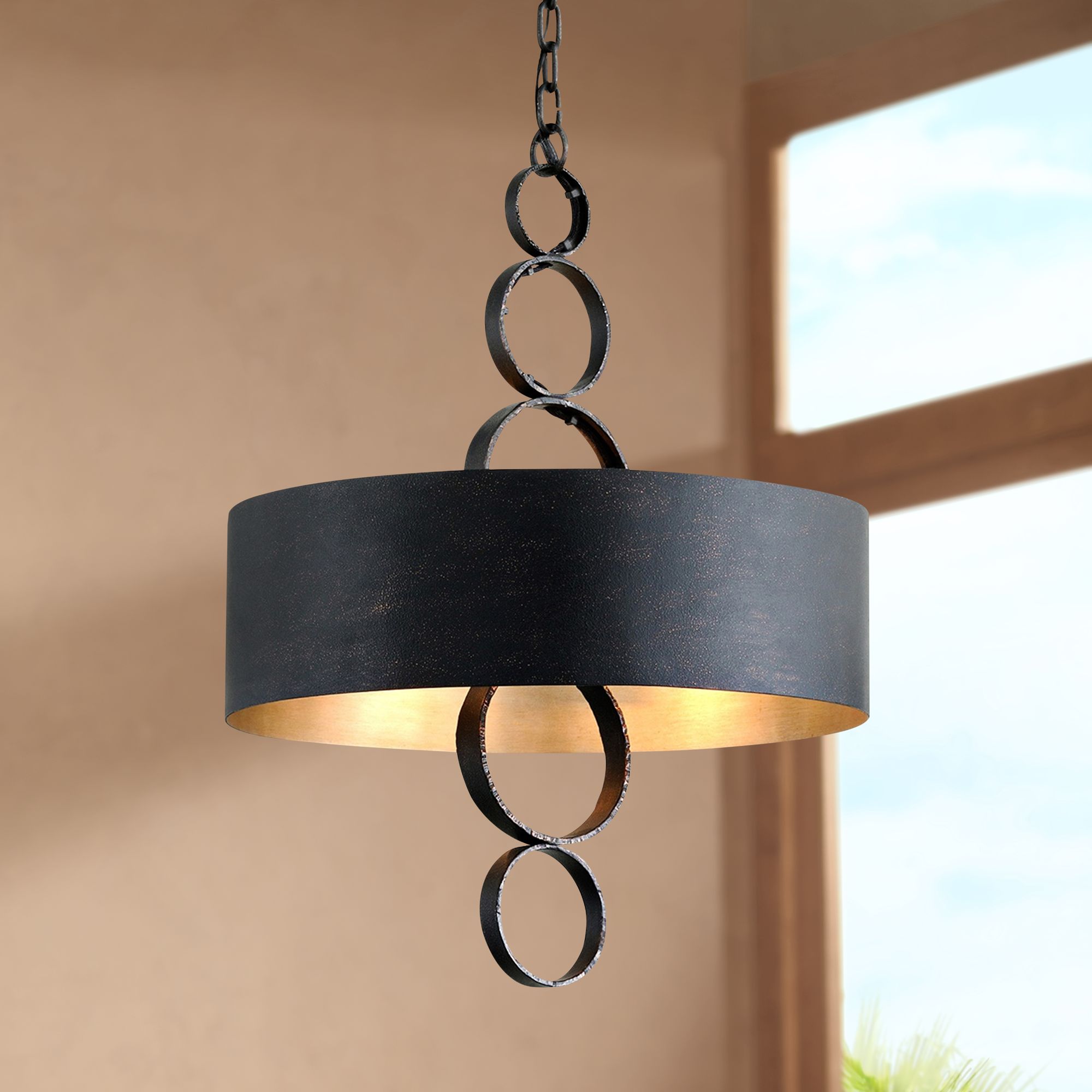 copper triple pendant light