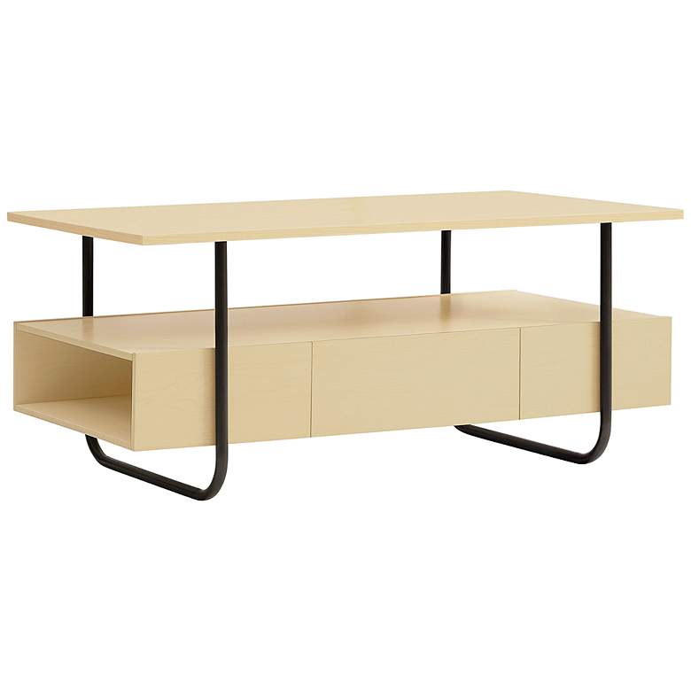 Image 2 Rivo 35 1/2" Wide Light Maple Wood 1-Drawer Coffee Table