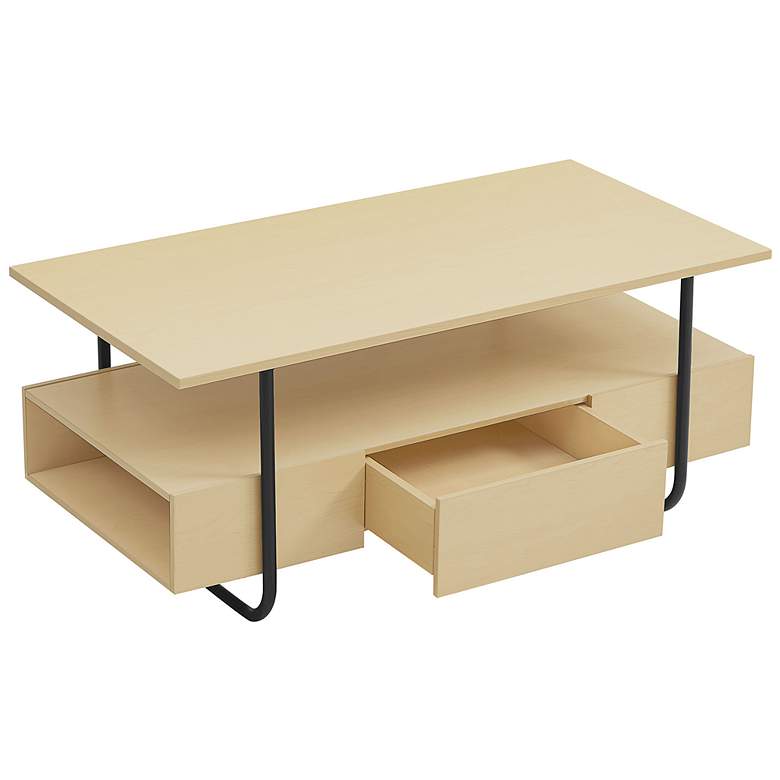 Image 4 Rivo 35 1/2" Wide Light Maple Wood 1-Drawer Coffee Table more views