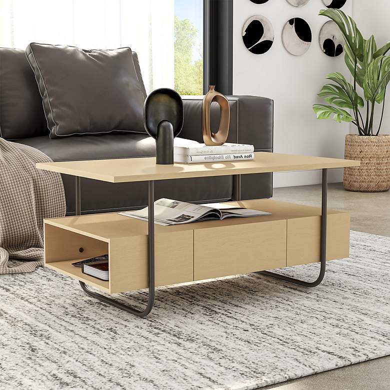 Image 6 Rivo 35 1/2" Wide Light Maple Wood 1-Drawer Coffee Table more views