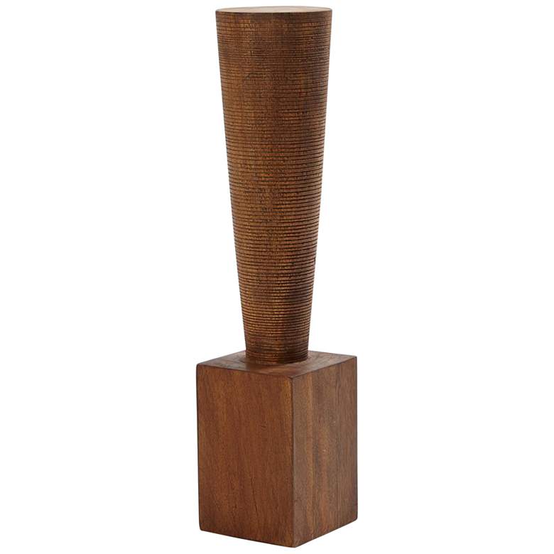 Image 1 Rivoli 18" High Brown Wood Decorative Pillar Sculpture