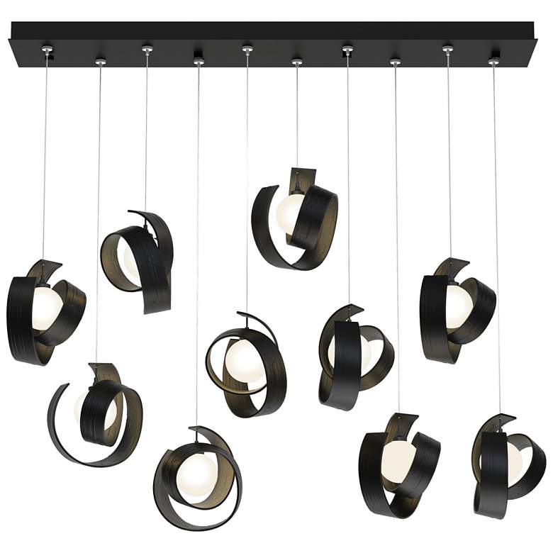 Image 1 Riza 12.2" Wide 10-Light Black Pendant With Opal Glass Shade