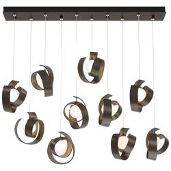 Riza 12.2&quot; Wide 10-Light Bronze Pendant With Opal Glass Shade