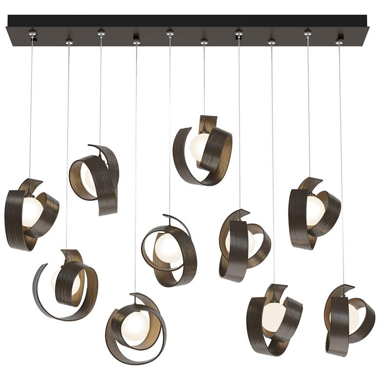 Image 1 Riza 12.2" Wide 10-Light Bronze Pendant With Opal Glass Shade