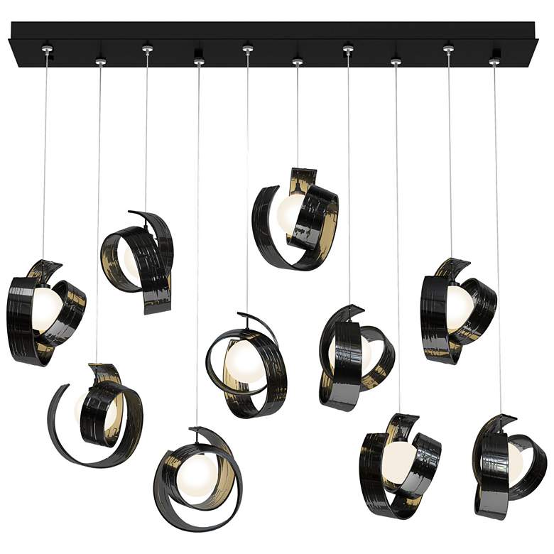 Image 1 Riza 12.2" Wide 10-Light Ink Pendant With Opal Glass Shade