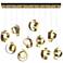 Riza 12.2" Wide 10-Light Modern Brass Pendant With Opal Glass Shade