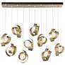 Riza 12.2" Wide 10-Light Modern Brass Pendant