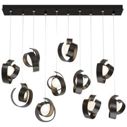 Riza 12.2&quot; Wide 10-Light Oil Rubbed Bronze Pendant With Opal Glass Sha