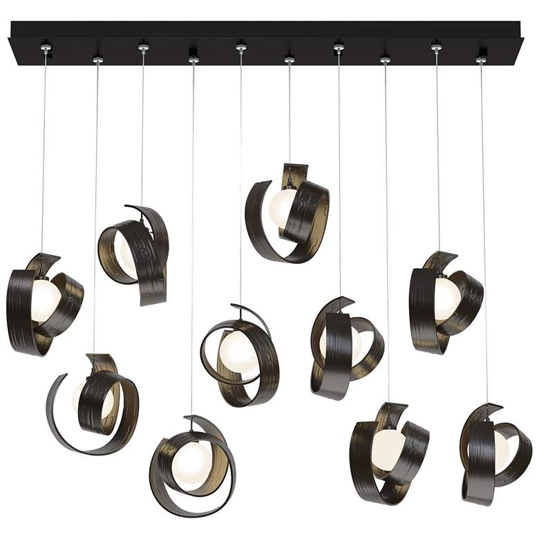 Image 1 Riza 12.2" Wide 10-Light Oil Rubbed Bronze Pendant With Opal Glass Sha